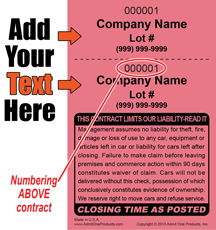 2 Part Custom Bailment Ticket N2 - Text Only
