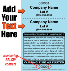 2 Part Custom Bailment Ticket - Text Only