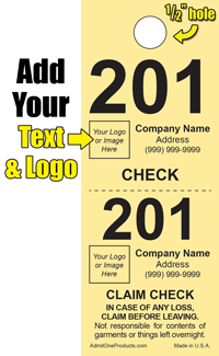 2 Part Custom Coat Check - Logo/Text