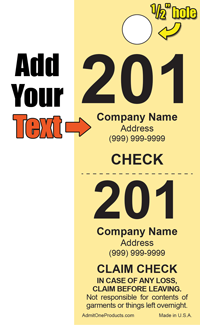 2 Part Custom Coat Check - Text Only