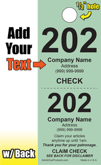 2 Part Custom Coat Check w/ Back - Text Only