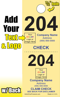 2 Part Custom Color Coat Check w/ Back - Logo/Text