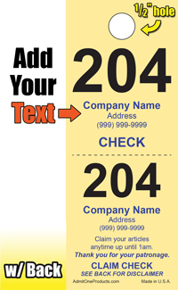 2 Part Custom Color Coat Check w/ Back - Text Only