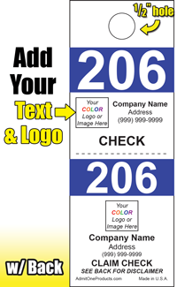 2 Part Custom Color Bar Coat Check w/ Back - Logo/Text