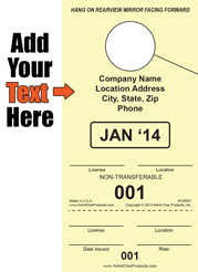 Monthly - 2 part Custom Hang Tag - Text Only