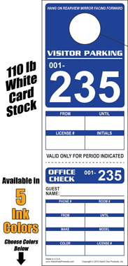 2-3/4&quot; x 8-1/2&quot; Full Color Parking Hang Tags - Visitor