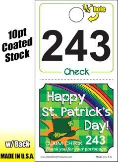 2 Part Seasonal Coat Check - St. Patrick&#039;s Day