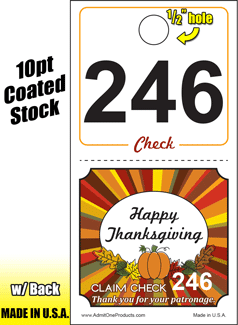 2 Part Seasonal Coat Check - Thanksgiving