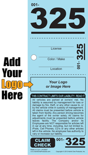 Standard 325 - 3 part Custom Valet Ticket - Logo Only