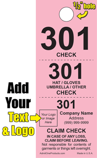 3 Part Custom Coat Check - Logo/Text