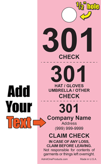 3 Part Custom Coat Check - Text Only