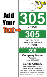 3 Part Custom Color Bar Coat Check - Text Only