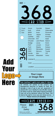 Retro 368 - 3 Part Custom Valet Ticket - Logo Only