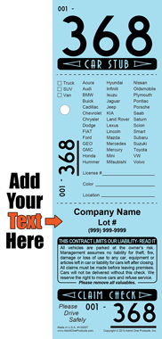 Retro 368 - 3 Part Custom Valet Ticket - Text Only