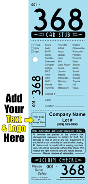 Retro 368 - 3 Part Custom Valet Ticket - Logo and Text