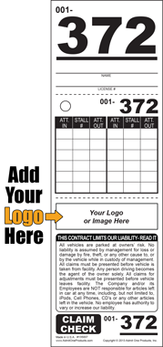 Hotel 372 - 3 Part Custom Valet Ticket - Logo Only