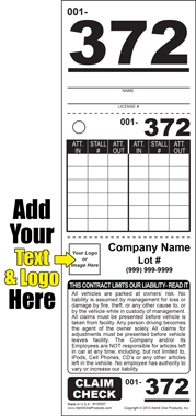 Hotel 372 - 3 Part Custom Valet Ticket - Logo and Text
