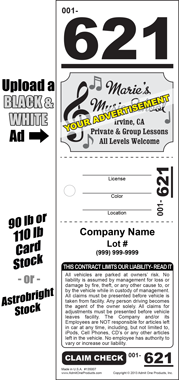 Ad 621 - 3 Part Custom Valet Ticket