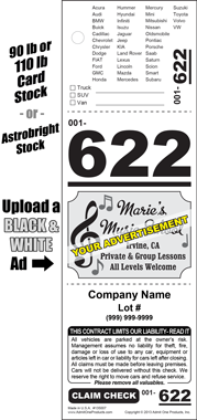 Ad 622 - 3 Part Custom Valet Ticket