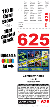 Color Ad 625 - 3 Part Custom Valet Ticket
