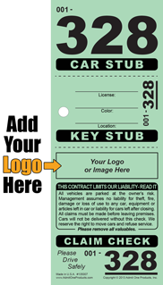 Stub ID 328 - 3 Part Custom Valet Ticket - Logo Only