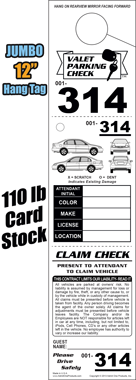 Valet Logo HT-314 - 3 Part Valet Hang Tags