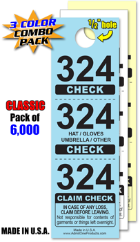 3 Part Classic Coat Check - Pack of 6,000 Special