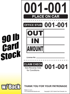 3 Part In-Out Parking Tickets