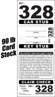Stub ID 328 - 3 Part Valet Tickets