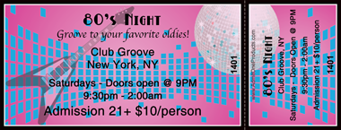 80&#039;s Vibe Full Color Ticket