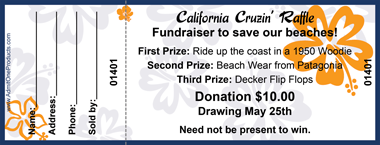 Aloha (Blue and Orange) Full Color Raffle Ticket with Text