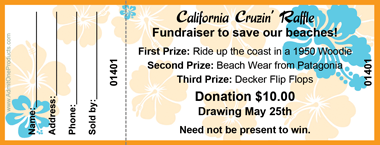 Aloha (Teal and Orange) Full Color Raffle Ticket with Text