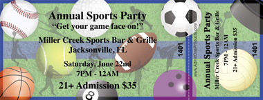 Assorted Sports Full Color Ticket