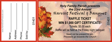 Autumn Leaves Full Color Raffle Ticket with Text