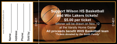 Basketball Courtside Full Color Raffle Ticket with Text
