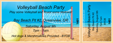 Beach Volleyball Full Color Ticket