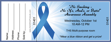 Blue Ribbon Full Color Raffle Ticket with Text