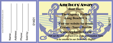 Blue Anchors Full Color Raffle Ticket