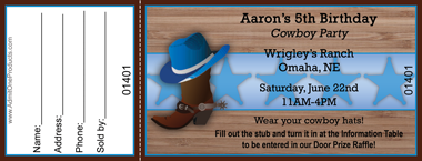 Blue Cowboy Full Color Raffle Ticket