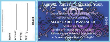 Blue Vines Full Color Raffle Ticket