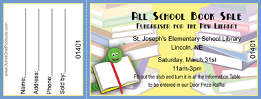 Bookworm Full Color Raffle Ticket