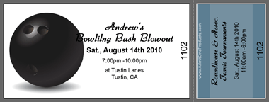 Bowling Ball Full Color Ticket