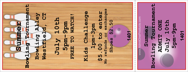 Bowling Alley Full Color Ticket