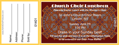 Brown Stained Glass Full Color Raffle Ticket