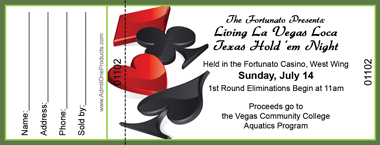 Card Suits Full Color Raffle Ticket with Text