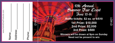 Carnival Swing Ride Full Color Raffle Ticket with Text