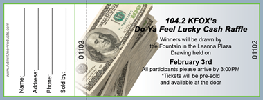 Cash Full Color Raffle Ticket with Text