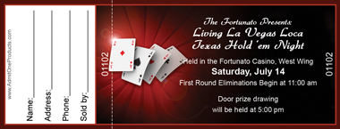 Casino Cards Full Color Raffle Ticket with Text