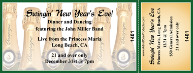 New Year&#039;s Champagne Bottles Medium Full Color Ticket