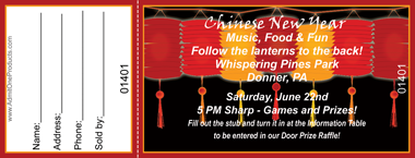 Chinese Lanterns Full Color Raffle Ticket